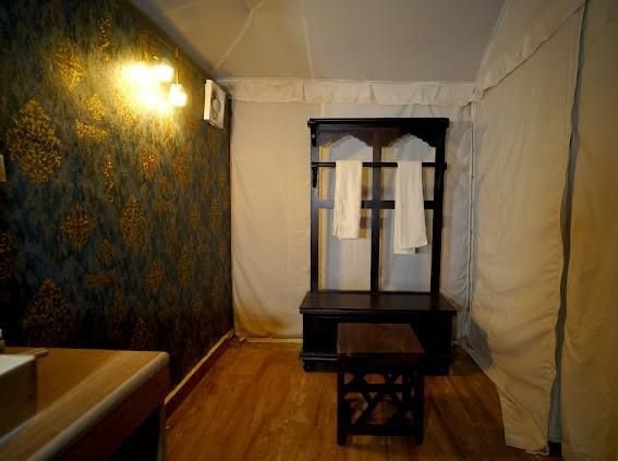 Dressing area inside luxury desert tent