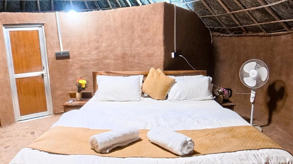 Traditional mud hut room interior